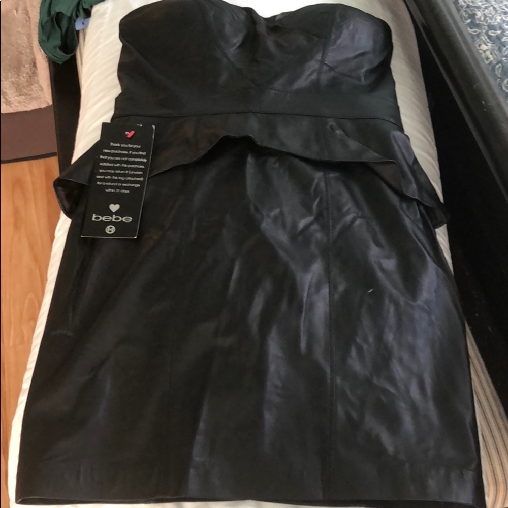Bebe brand new peplum leather dress